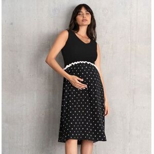 Seraphine Rib Knit Maternity + Nursing Dress – Size 10, NWT Black / White Floral